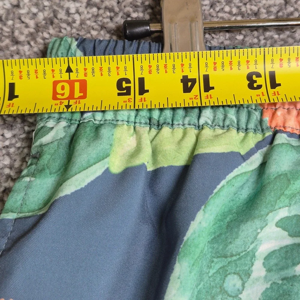 Duvin Swim Trunks Mens Large Green Floral Tropical Mesh Lined Shorts